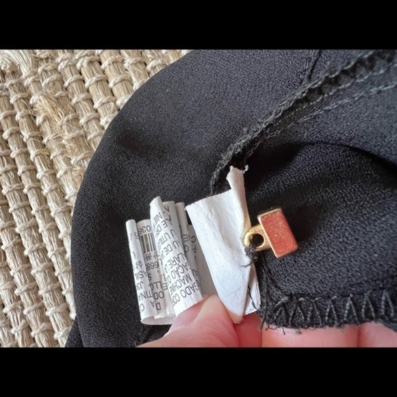 Zara Basic Black Semi Sheer Blouse with Mini Gold Peg Buttons - Picture 14 of 14